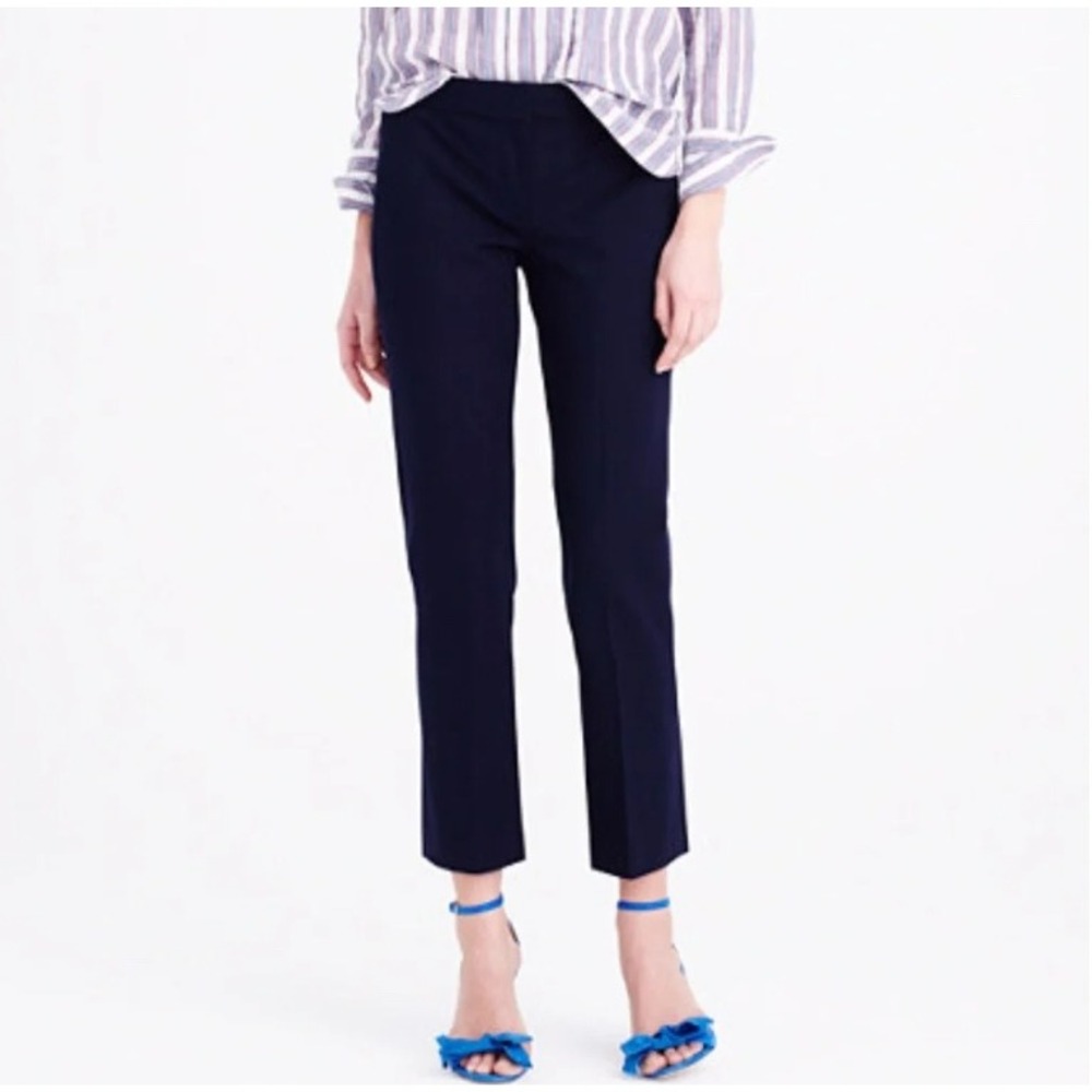 J.Crew Campbell Pants Trousers Slim Cropped Bi-Stretch Cotton Navy Blue 00P